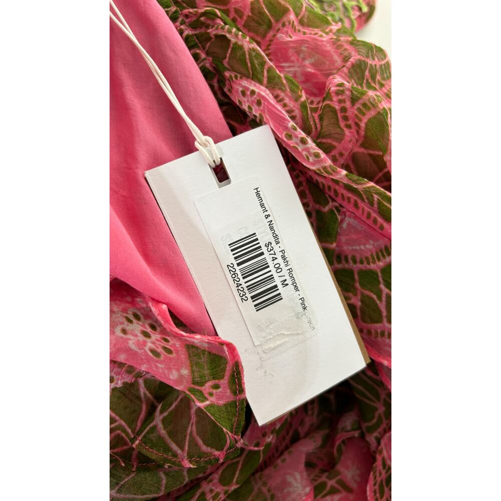Hemant And Nandita Long Sleeve Pakhi Romper Womens Size Medium Pink New Green - Picture 12 of 15